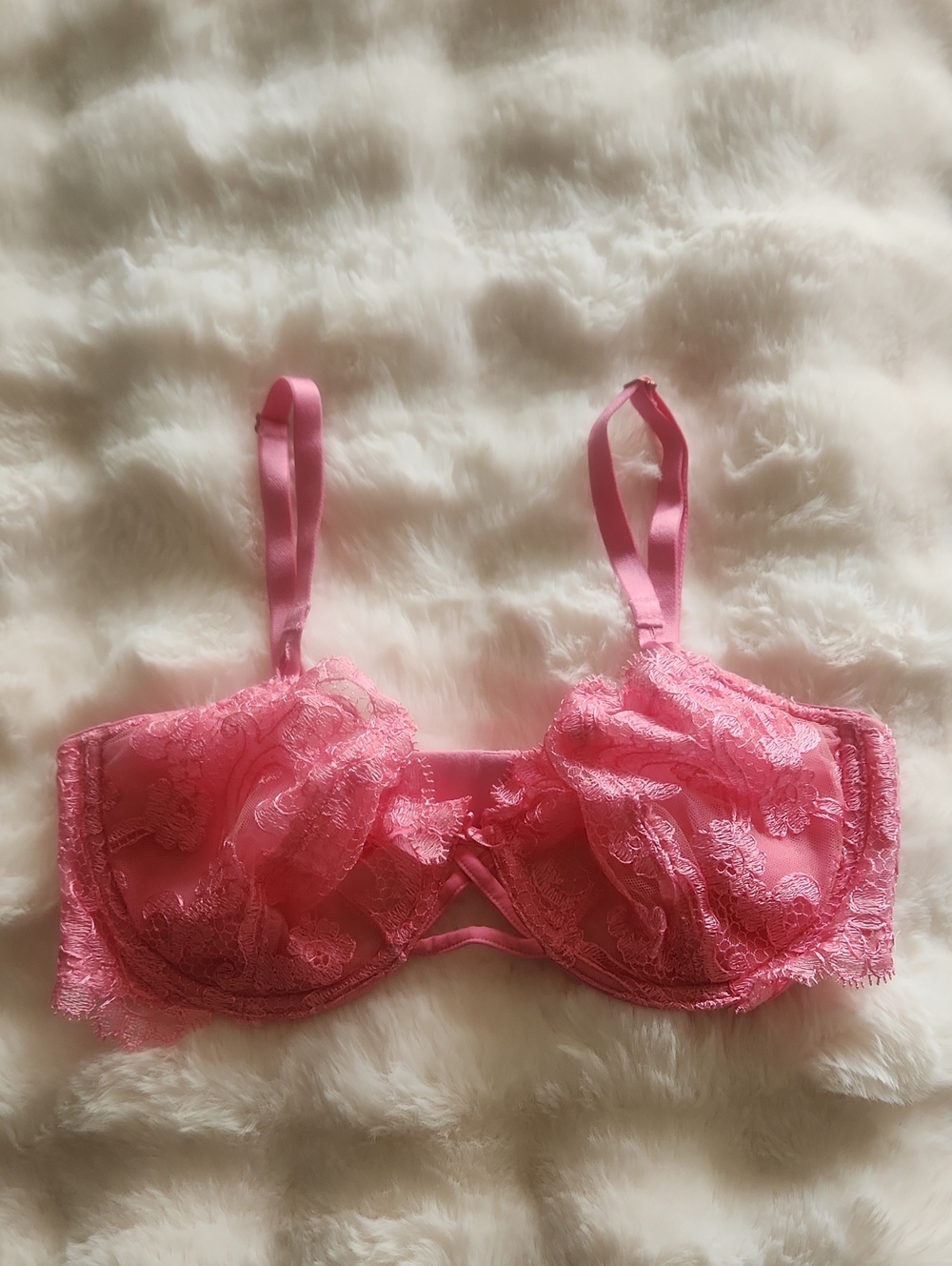 Victoria's Secret Hot Pink Lace Underwire Bra